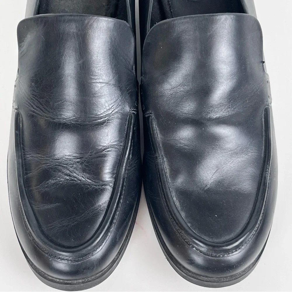 Franco Sarto Shoe Womens 9.5 Black Newbocca Loafer Leather Slip-On 1.5